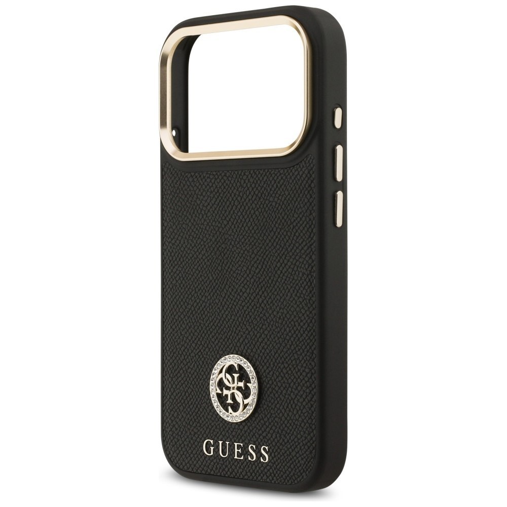 Etui Guess Grained Strass Logo MagSafe do iPhone 17 Pro czarny